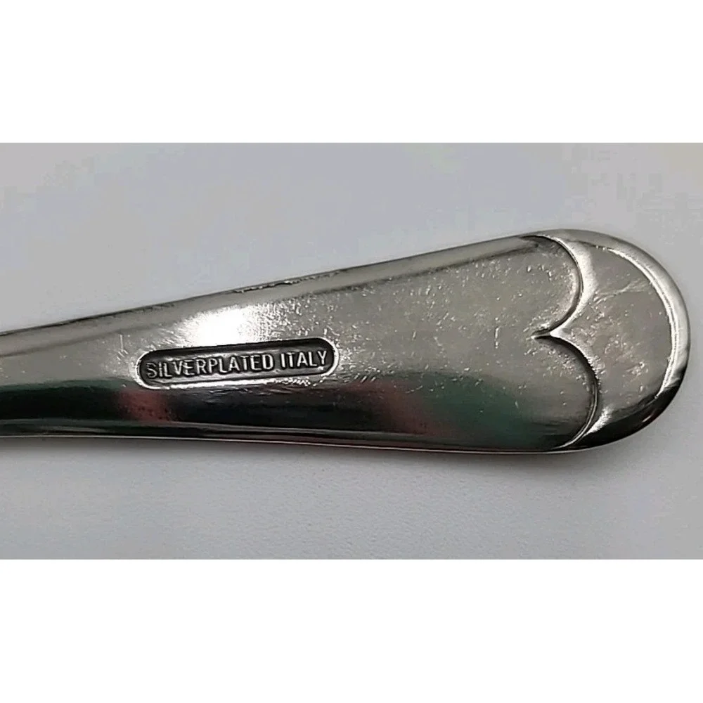Silver Plated Pierced Serving Spoon Leonard Italy 8.5